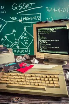 Work on algorithm in the computer lab Stock Photos