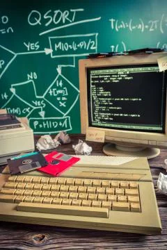 Work on algorithm in the computer lab Stock Photos