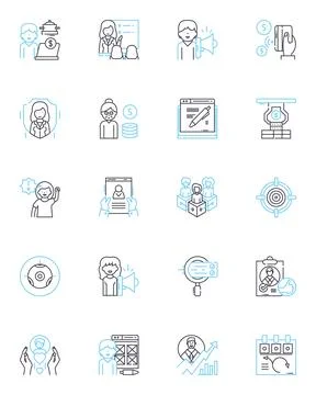 Work and CV linear icons set. Job, Career, Resume, Interview, Experience Stock Illustration