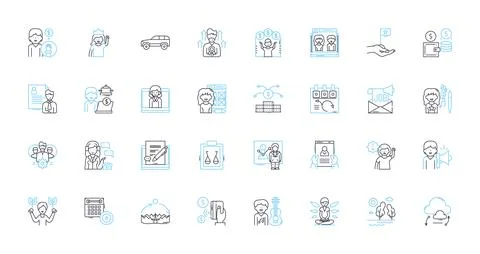 Work and CV linear icons set. Job, Career, Resume, Interview, Experience Stock Illustration