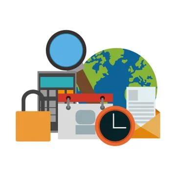 Work and office elements Stock Illustration