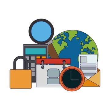 Work and office elements Stockillustratie