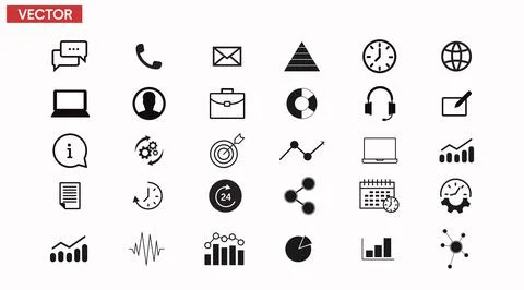 Work and Productivity Icon Set. Stock Illustration