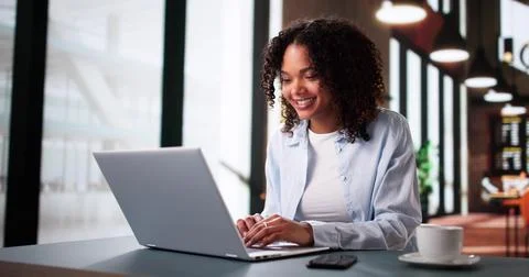 Work And Study On Laptop Computer Stock Photos