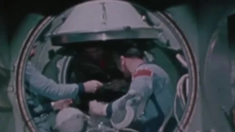 Work and training of cosmonaut pilots at the SOYUZ-7 station Soyuz T5  (125) Stock Footage 267251592