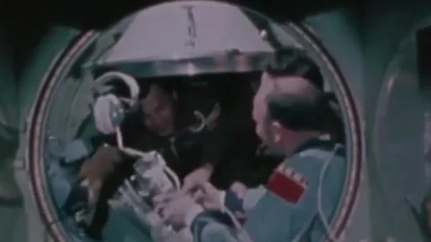 Work and training of cosmonaut pilots at the SOYUZ-7 station Soyuz T5  (126) Stock Footage 267251599