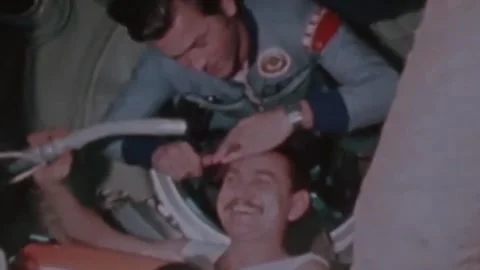 Work and training of cosmonaut pilots at the SOYUZ-7 station Soyuz T5  (145) Stock Footage 267251713