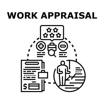 Work appraisal process evaluating employee performance and growth Stock Illustration