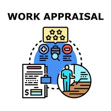 Work appraisal process evaluating employee performance and growth Stock Illustration