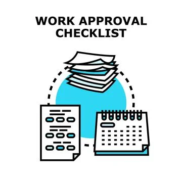 Work approval checklist preparing and planning concept Stock Illustration