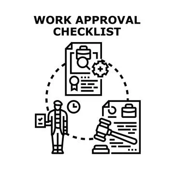 Work approval checklist process for business management 库存插图