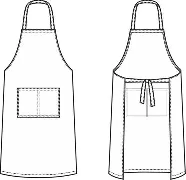 Work apron. Front and back. Fashion CAD. Stock Illustration
