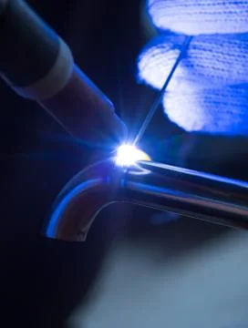 Work with argon welding Stock Photos