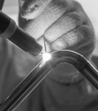 Work with argon welding Stock Photos