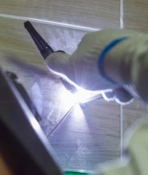 Work with argon welding Stock Photos