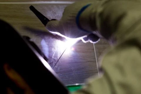 Work with argon welding Stock Photos