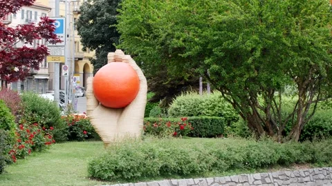 Work of art dedicated to the battle of the oranges. Video stock 164207752