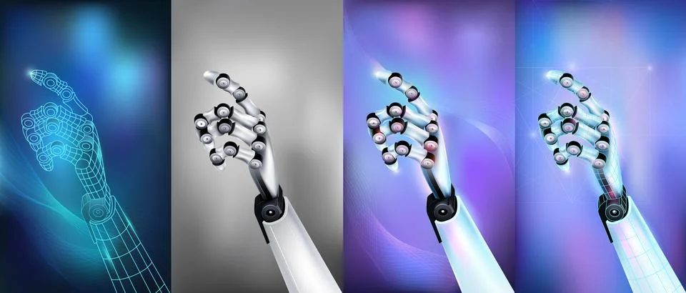 The work of artificial intelligence in the digital space. Stock Illustration