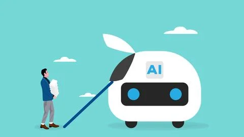 Work with artificial intelligence illustration with the concept of a busine.. Stock Illustration