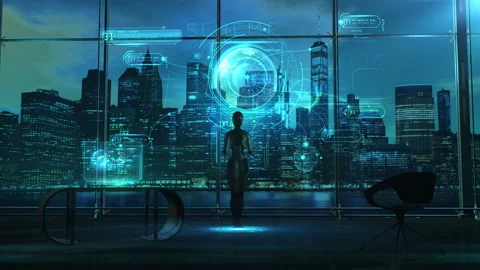 The work of artificial intelligence in the network, 3D render Stock Footage 171990516