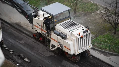 Work of asphalt milling machine Stock Footage 242353735