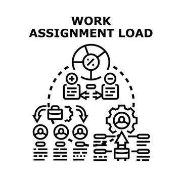 Work assignment load assigning tasks managing productivity Stock Illustration