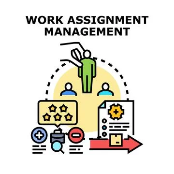 Work assignment management process vector illustration concept Illustrazione stock
