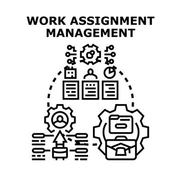 Work assignment management solution providing organization efficiency Stock Illustration