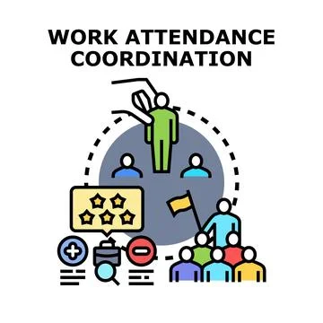 Work attendance coordination ensuring efficient team management concept Stock Illustration