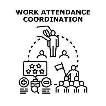Work attendance coordination ensuring efficient team management concept Stock Illustration