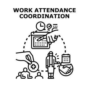 Work attendance coordination, planning employee schedules and benefits Stock Illustration