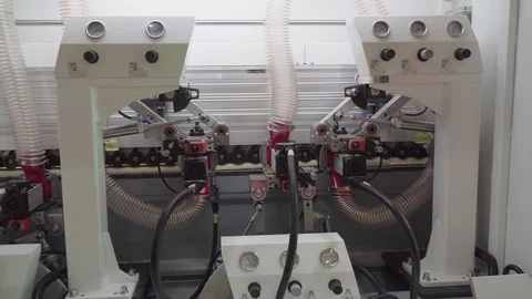 Work of automatic edge banding machine Stock Footage 120814905