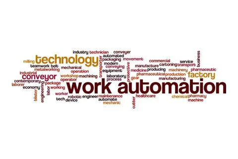 Work automation word cloud concept Illustrazione stock