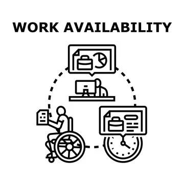 Work availability concept with diverse workforce access イラスト素材