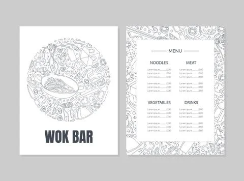 Work Bar Menu Template, Asian Cuisine Design Element Can Be Used for Bar, Cafe Stock Illustration