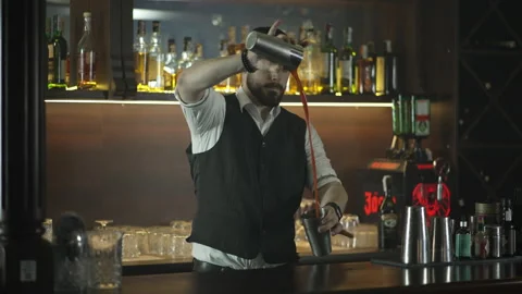 Work at the bar in the restaurant. Stock Footage 154357836