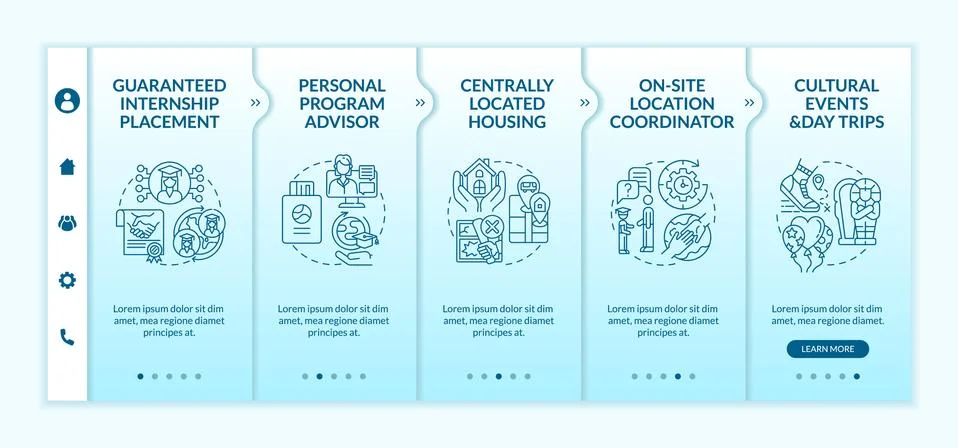 Work-based learning benefits onboarding vector template Stock Illustration