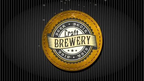 Work beer brewery with classical celtic styled typography written on oval suede Video stock 129272012