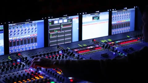 Work behind the modern mixer panel Stock Footage 7758848