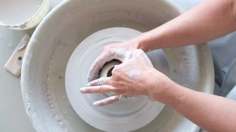 Work behind the potter's wheel. Pottery Workshop Stock-Footage 169643463