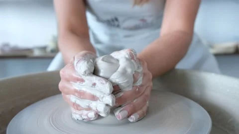 Work behind the potter's wheel.Pottery Stock-Footage 169227374