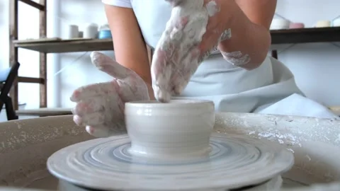 Work behind the potter's wheel.Pottery Stock Footage 169227435
