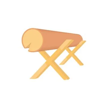 Work bench with the log icon, cartoon style Stock Illustration