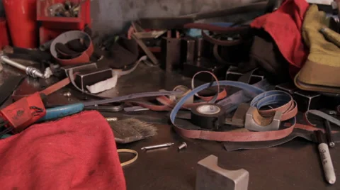 Work Bench in Repair Shop 스톡 동영상 34480760