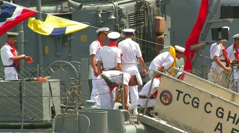 Work on board the Turkish warship. Stock Footage 5466644