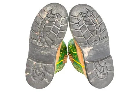 Work boot black soles Stock Photos