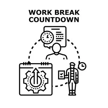 Work break countdown planning time management concept Stock Illustration