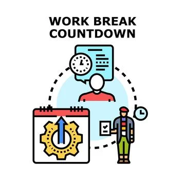 Work break countdown planning time management concept Stock Illustration