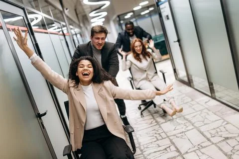 Work, break, fun, people, men, women Stock Photos
