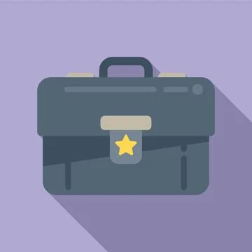 Work briefcase icon flat vector. Event time Stock Illustration
